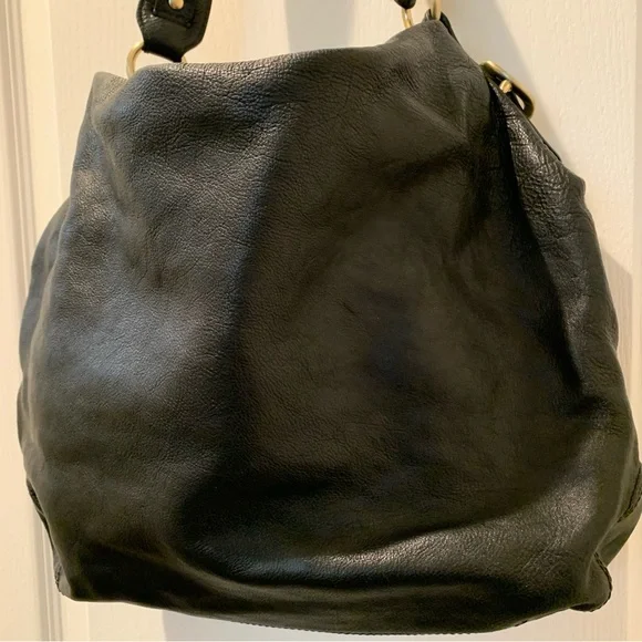 MICHAEL KORS Hudson Downtown Purse Tote Hobo Shoulder Bag Black with Gold - Picture 7 of 16